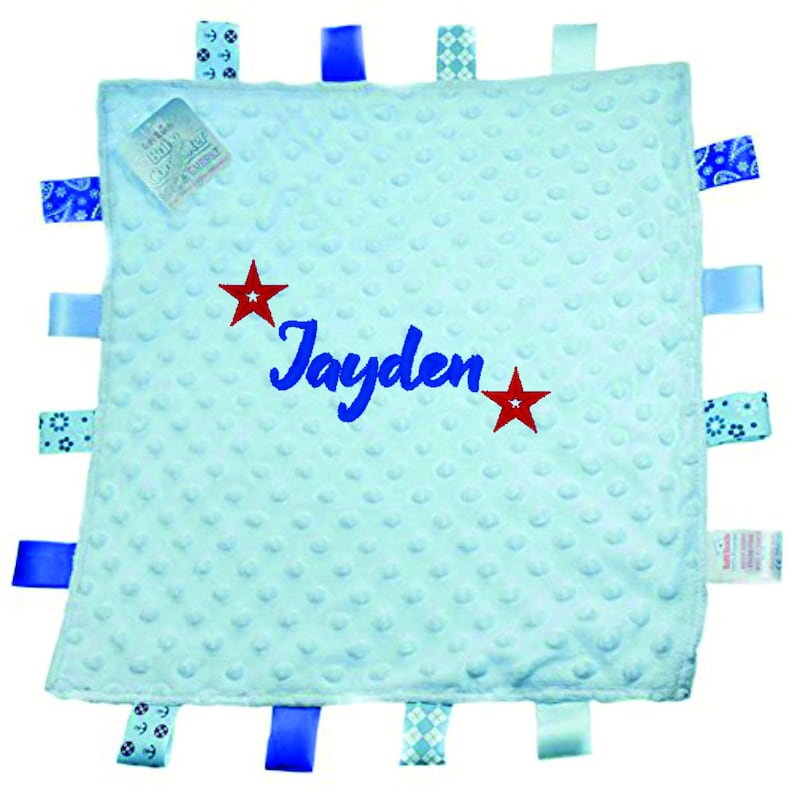 Personalised Baby Blanket /& Taggy Comforter Gift Set Embroidered Name Soft Gift