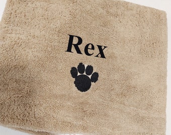 Personalised Dog Towel, Paw design, Pet Towel, Embroidered , Dog Gift, Custom Pet Towel, Puppy Dog Towel, Grooming Towel, New Puppy Gift