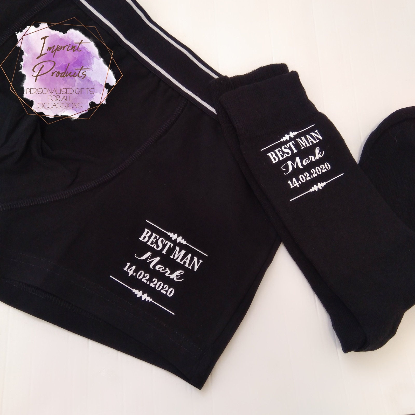 Image of Groomsmen Boxers & Socks, Groom Gift, Gift For The Groom, Boxers, Wedding Boxers, Personalised Socks