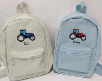 Personalised embroidered Tractor animals Boys Girls Rucksack Backpack Bag School, Mini Essentials Nursery backpack, toddler preschool