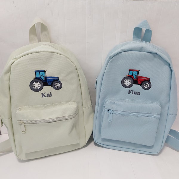 Personalised embroidered Tractor animals Boys Girls Rucksack Backpack Bag School, Mini Essentials Nursery backpack, toddler preschool