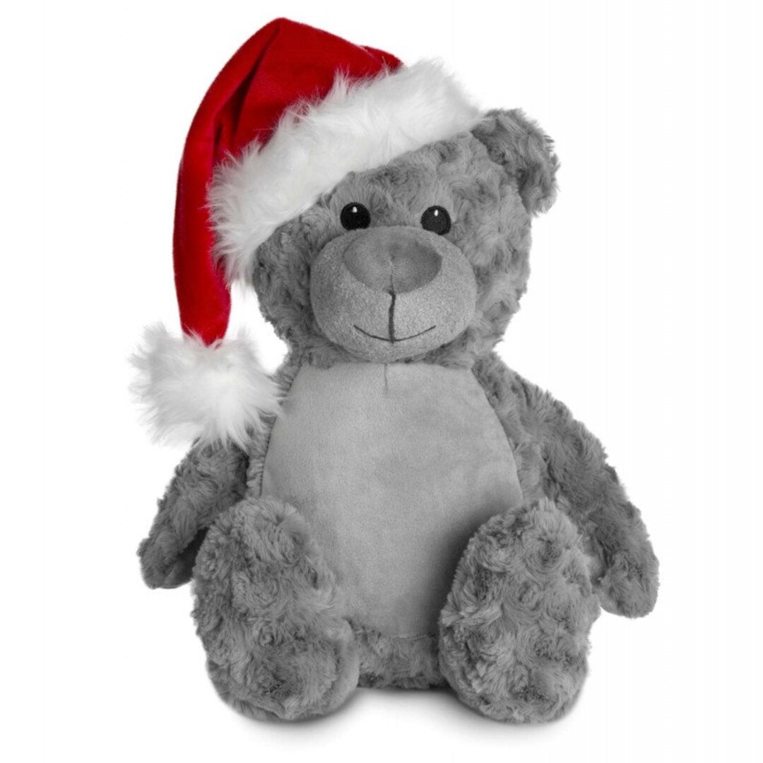 Osito de peluche navideño, osito de peluche gris bordado personalizado ...