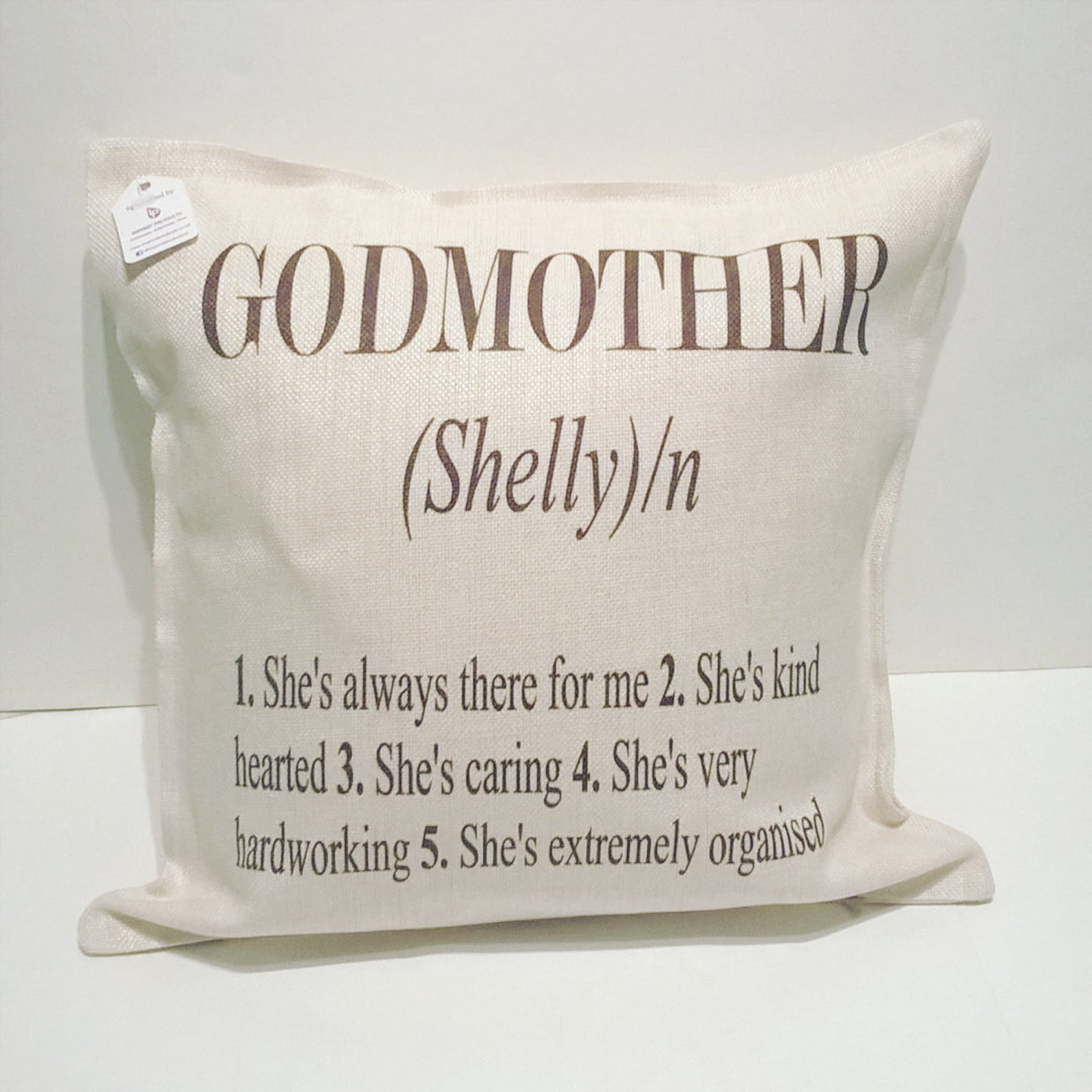 Personalised Godmother Linen Cushion Dictionary Definition Etsy