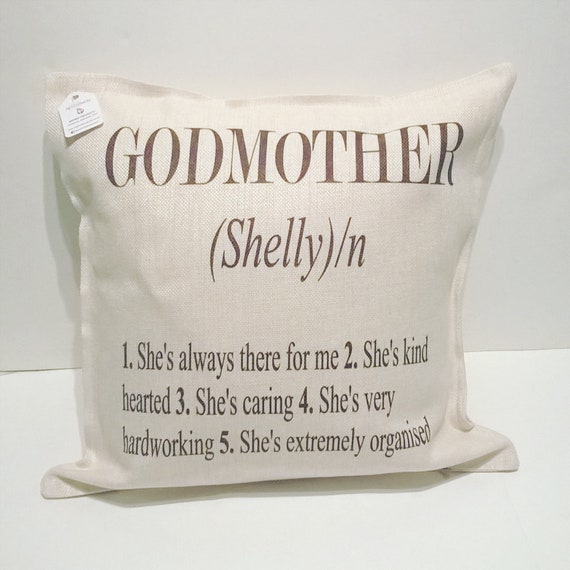 Personalised Godmother Linen Cushion Dictionary Definition Etsy