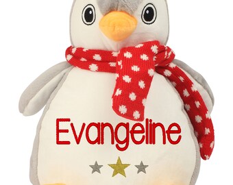 Embroidered Personalised Penguin Soft Toy, Baby Penguin Gift, First Christmas Gift, Personalised Baby Gift, Personalised Christmas Gift,