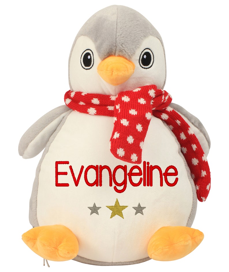 Embroidered Personalised Penguin Soft Toy, Baby Penguin Gift, First Christmas Gift, Personalised Baby Gift, Personalised Christmas Gift, image 1