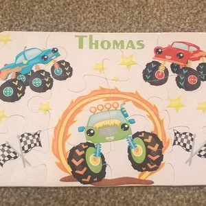 Personalised Monster Truck jigsaw puzzle - 12 or 63, custom jigsaw, name jigsaw puzzle, children's jigsaw, kids, Easter, stocking filler