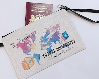Family passport travel documents holder, adventure awaits passport wallet, holiday organiser, travel accessories documents holder, traveller