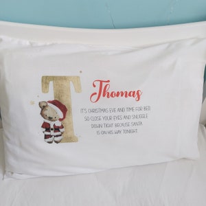 Christmas Pillowcase, Personalised Christmas Eve Cushion Pillow Case Christmas Bedding, Christmas Eve Box, Father Christmas Pillow,