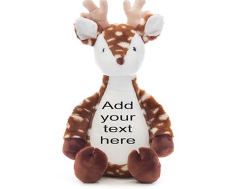 Personalised Deer Teddy, Baby Deer, Bambi teddy, gift for girls, 1st birthday gift, 1st Christmas Gift, Babies Christmas Gift , Cubbies deer