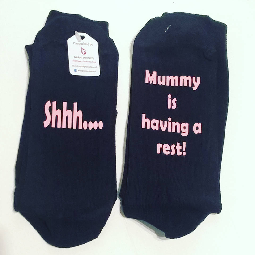 Image of Shh.. Mummy Is Having A Rest - Novelty Socks, Fun, Drinking, Birthday, Christmas, Xmas, Gifts For Her, Mum, Wife, Mother, Mother's Day Gift