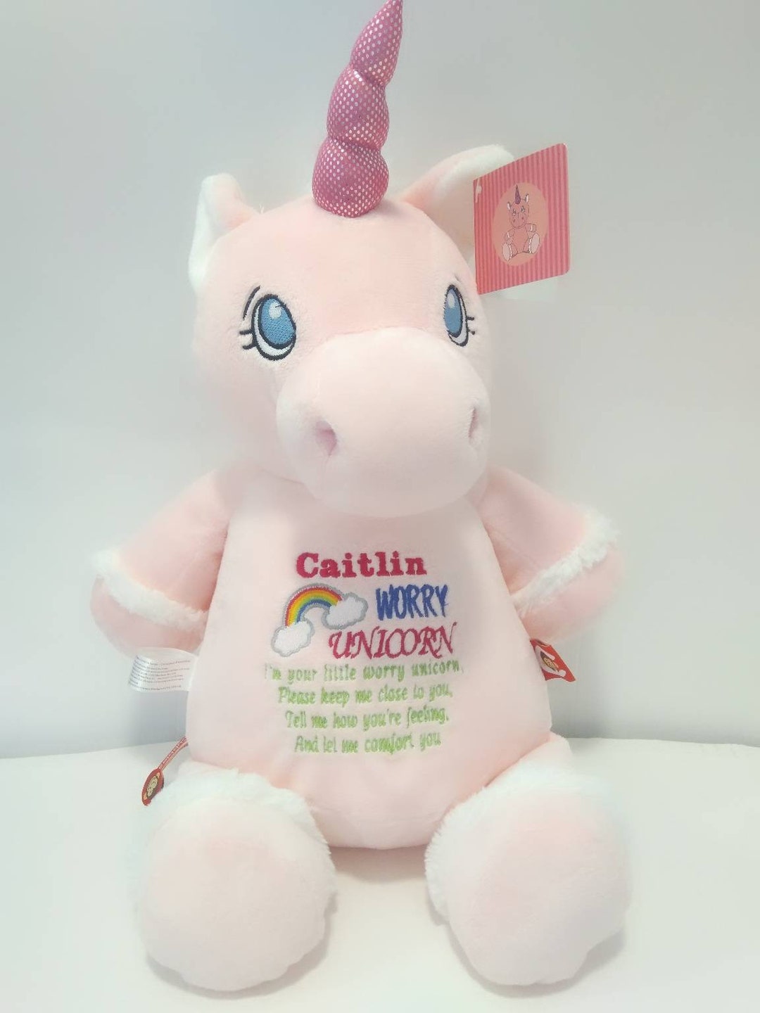 Cubbies Unicorn With Worry Message Personalised Unicorn, Embroidered ...