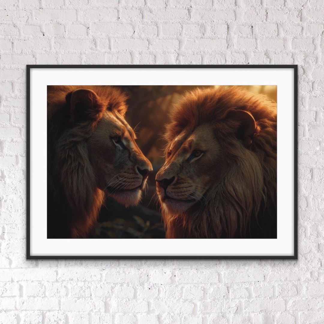 Printable Majestic Lion Wall Art, Digital Download, Highquality Art, Lions Wall Art, Dad's Gift