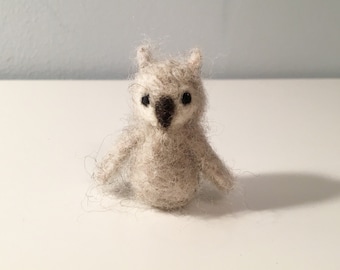 Needle Felted Gray Waldorf Owl Toy/Decoration