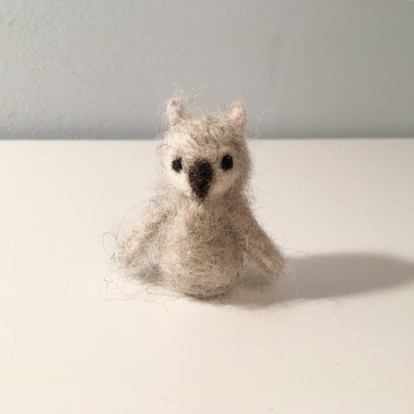 Needle Felted Gray Waldorf Owl Toy/Decoration