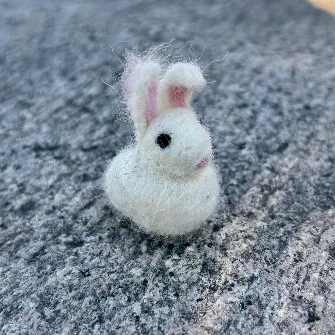 Needle Felted Natural Wool Waldorf White Bunny - Rabbit - Hare - Toy ...