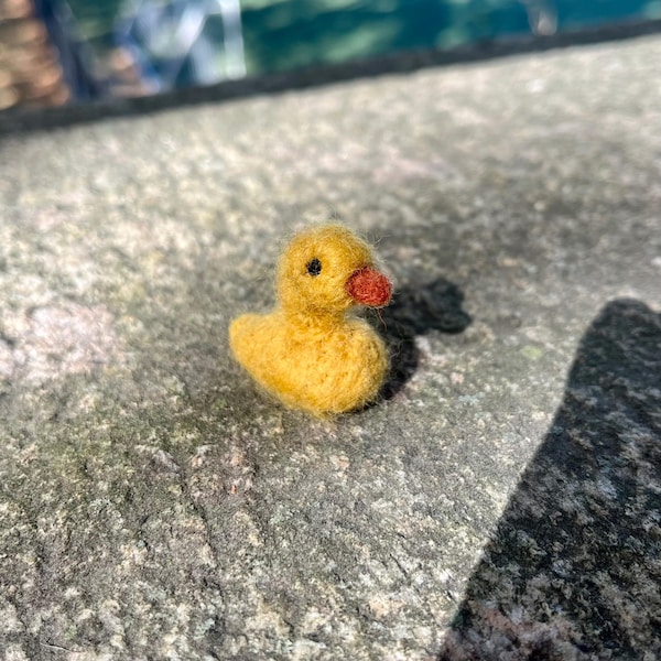 Needle Felted Yellow Waldorf Decorative Toy Duckling