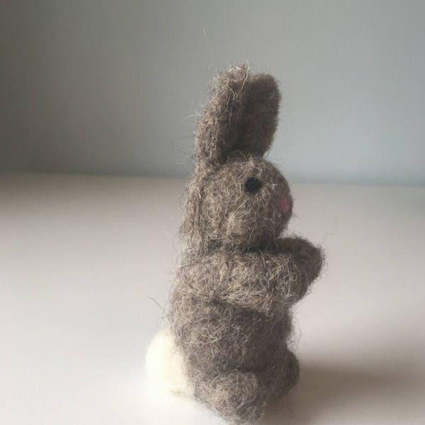 Needle Felted Wool Gray Bunny