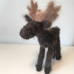 Needle Felted Brown Wool Waldorf Moose Toy/Gift/Decoration