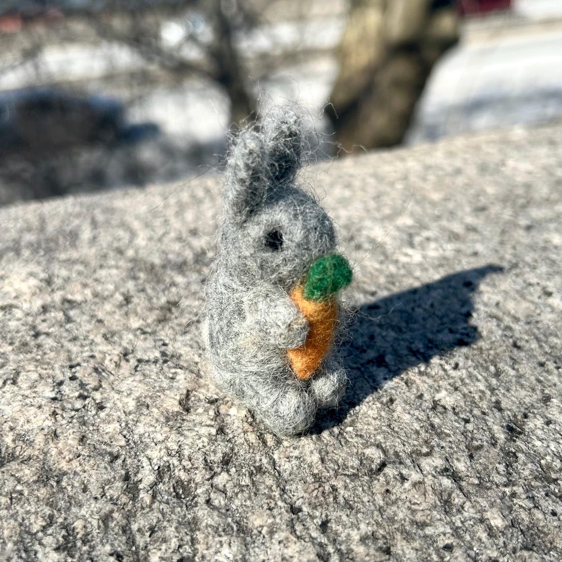 Needle Felted Gray Wool Bunny With Carrot - Etsy