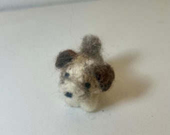 Needle Felted Gray, White, and Brown Wool Puppy/Dog Toy/Decoration/Gift