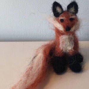Needle Felted Waldorf Wool Sitting Red Fox