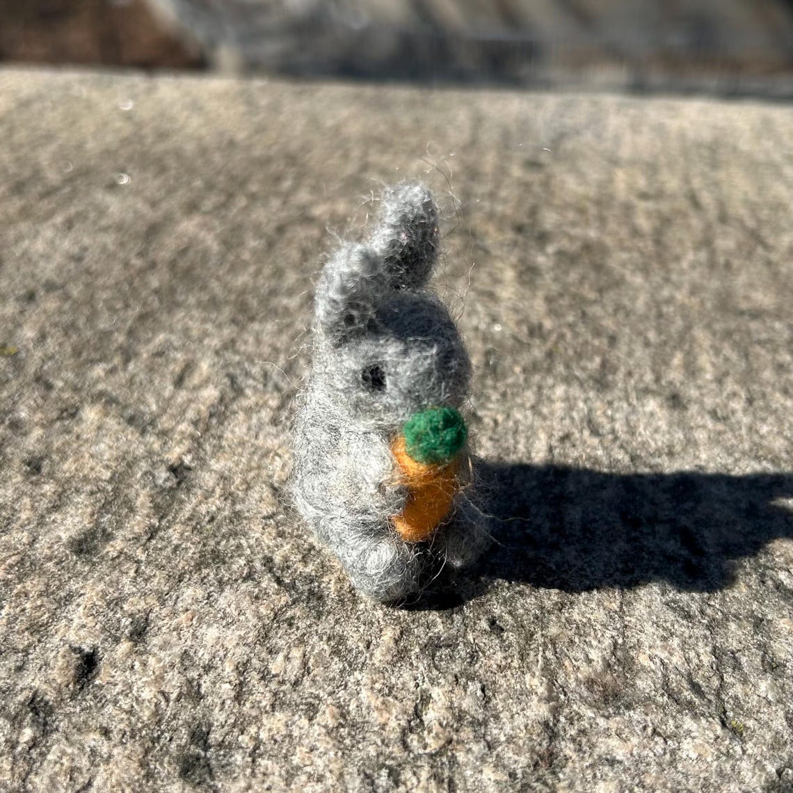 Needle Felted Gray Wool Bunny With Carrot - Etsy