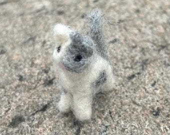 Needle Felted Gray and White Kitten Decoration, Gift, or Toy