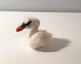 Needle Felted Wool White Swan