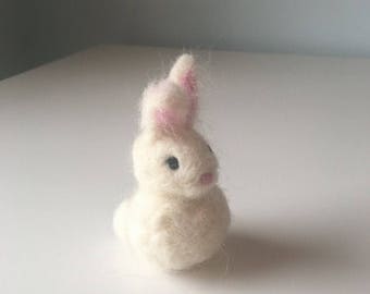 Needle felted natural wool Waldorf white bunny - rabbit - hare - toy - decoration - gift