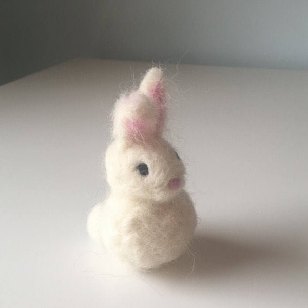 Needle felted natural wool Waldorf white bunny - rabbit - hare - toy - decoration - gift