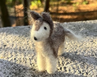 Needle Felted Waldorf Toy Gray Wolf Decoration/Gift