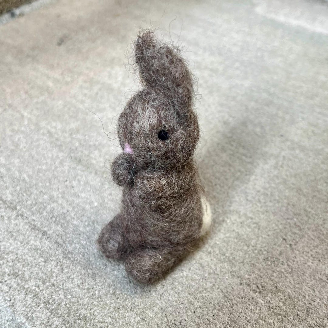 Needle Felted Wool Gray Bunny - Etsy