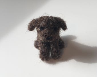 Needle felted dark brown Waldorf dog/puppy - wool - all natural - handmade - Waldorf - toy - decoration - gift