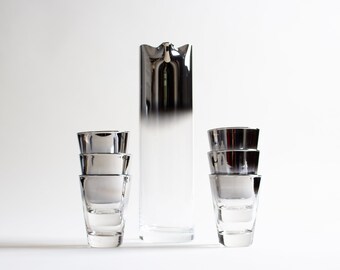 Dorothy Thorpe Chrome Cocktail Glass & Pitcher Set