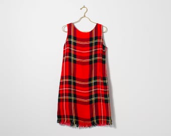 Twill Tartan Plaid Shift Dress