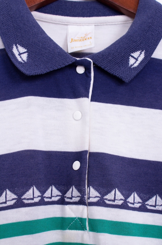 70s Jantzen Sailboat 1/4 Snap Sailboat Polo