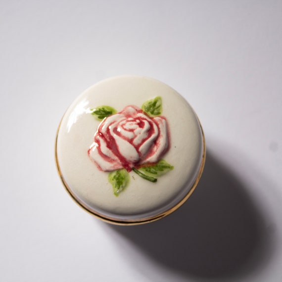 Glazed Ceramic Rose Trinket Dish - image 1