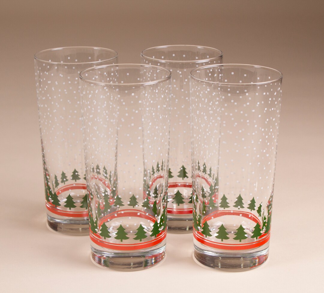 Libbey Snowflake & Christmas Tree Glasses Etsy