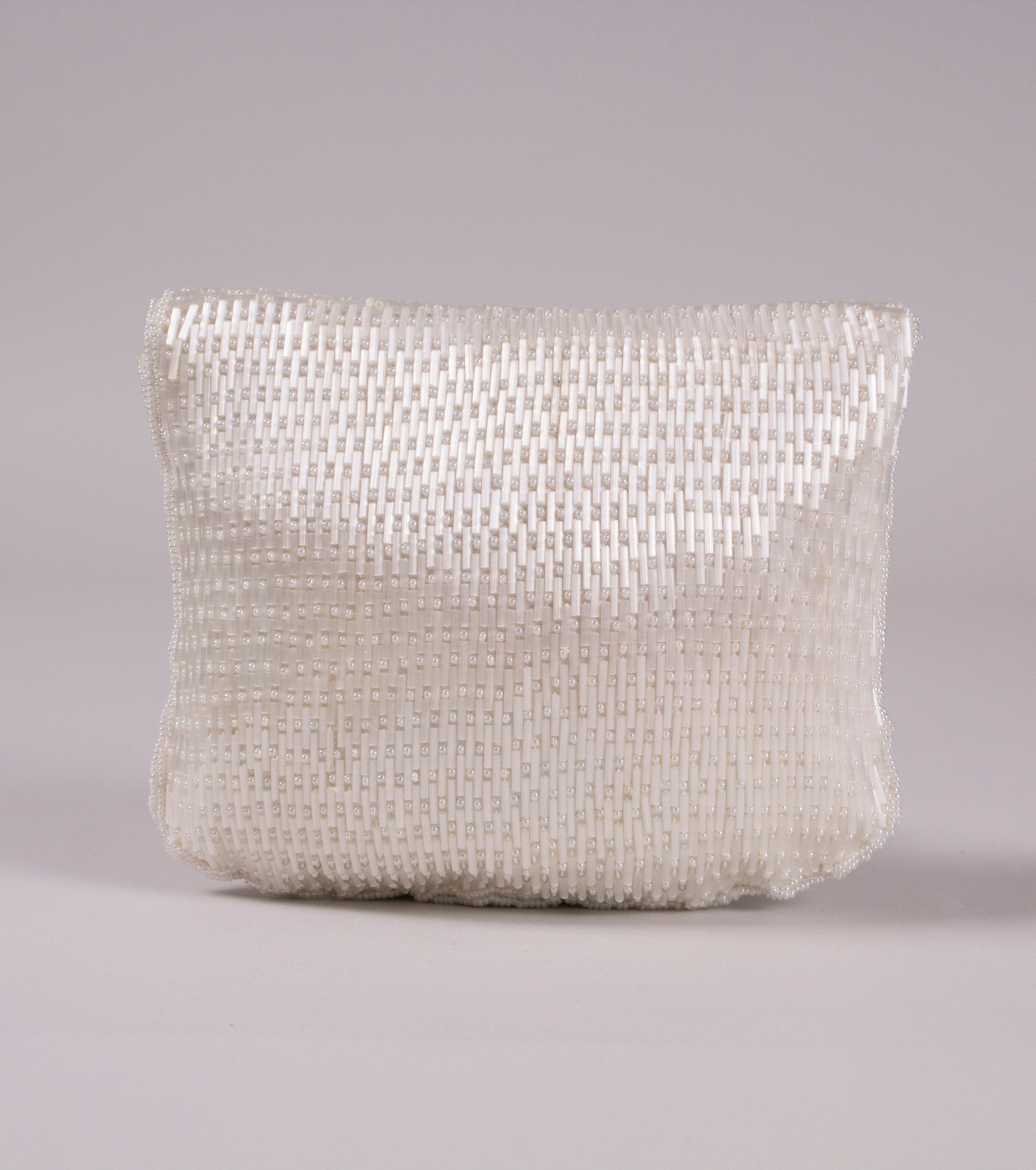 A Vintage Clutch / White / Seed Bead / Bugle Bead / Teardrop / Etsy