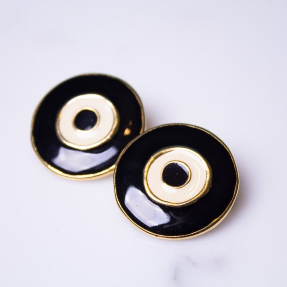 Bullseye Enameled Earrings - image 1