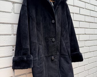 Saks Shearling Coat with Fur Trimmed Hood