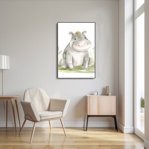 Create a Whimsical Nursery with Baby Hippo Wall Prints: Ideal for Adding Charm to Your Baby&#39;s Room - Digital Download - 5 Sizes Available