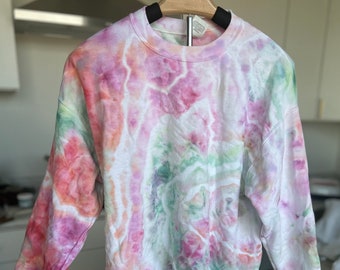 Adult Medium Pullover Sweater - Springy Geode Tie Dye