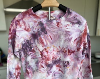 Youth XL Pullover Sweater - Maroon and Burgandy Flow Tie Dye