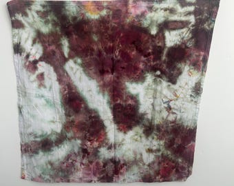 Hand Dyed Ice Dye Towel in Deep Cranberry & Forest Green – One of a Kind Cotton Towel (28"x28")