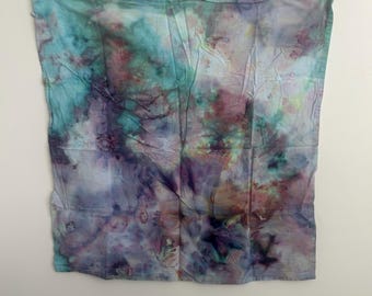 Hand Dyed Flour Sack Tea Towel 28x28 in Soft Watercolor Pastels | Ice Dye Kitchen Towel | One-of-a-Kind Housewarming Gift