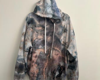 Neutral Ice Dye Hoodie XL – Tultex 80/20 Cotton Blend – Earthy Marble Tie Dye