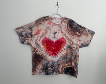 Hand Dyed Heart Tie Dye Shirt – Size 3XL – Dark Geode Tie Dye T-Shirt