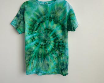 Medium Green Spiral Tie Dye Shirt – One-of-a-Kind Hand-Dyed Tee
